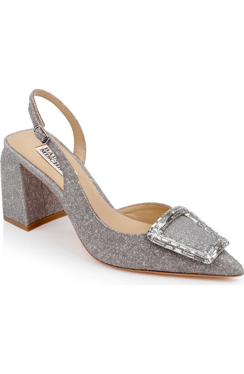 Badgley Mischka Collection Adaline Slingback Pointed Toe Pump, Main, color, Silver Antique