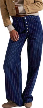 Free People Nia Stripe Boyfriend Jeans