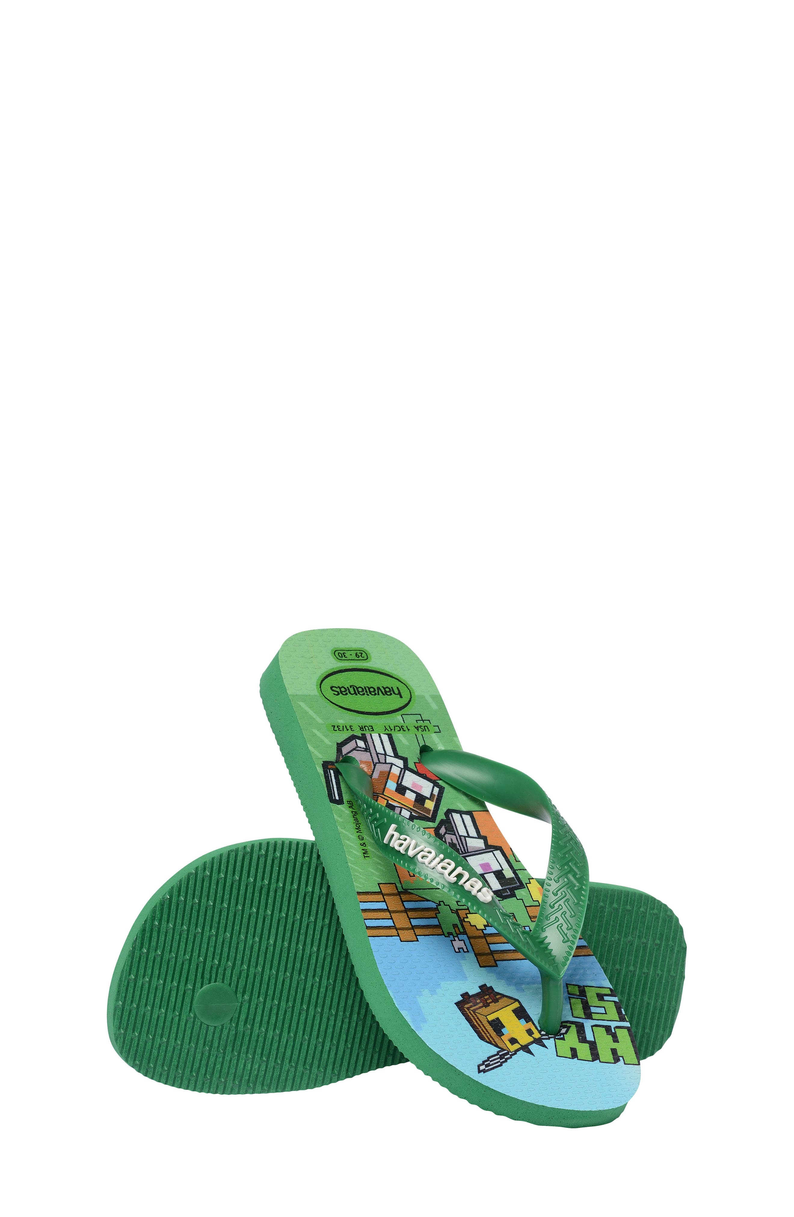 Kids' Minecraft Flip Flop, Alternate, color, GREEN