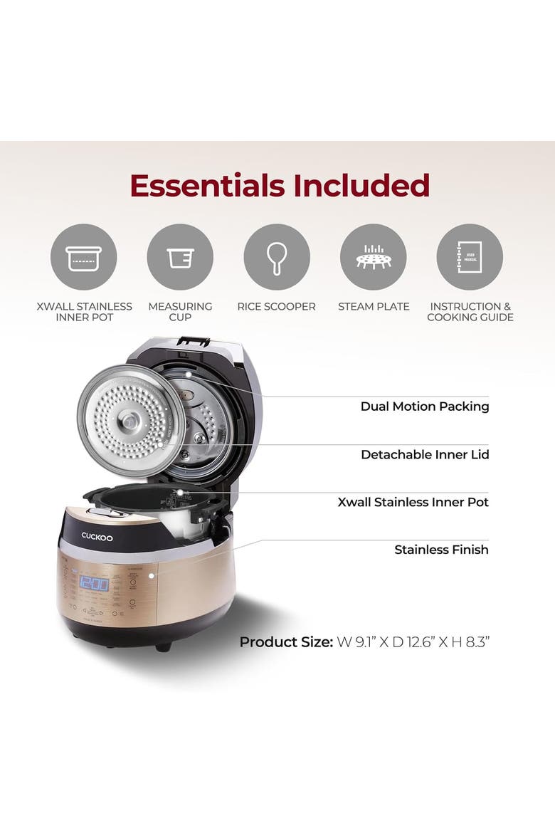 3-Cup (Uncooked) Induction Heating Pressure Rice Cooker with Nonstick Inner Pot, Alternate, color, Metallic Gold