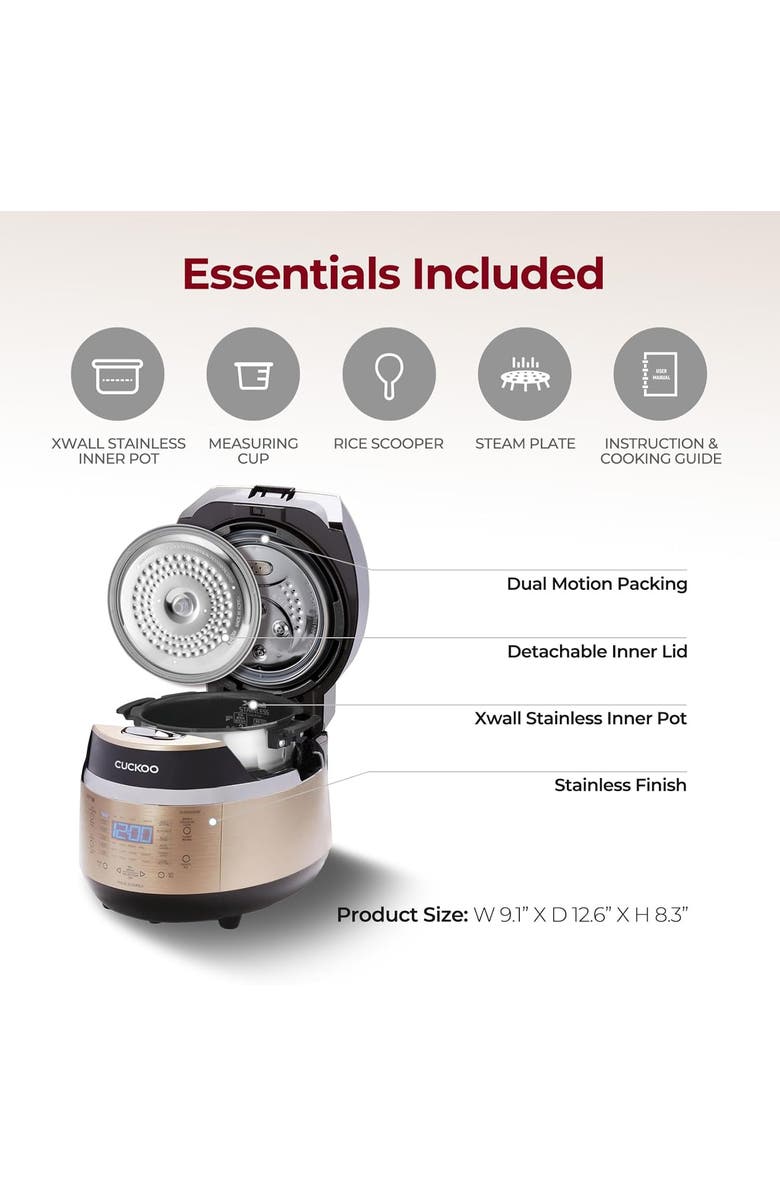 Cuckoo 3-Cup (Uncooked) Induction Heating Pressure Rice Cooker with Nonstick Inner Pot, Alternate, color, Metallic Gold