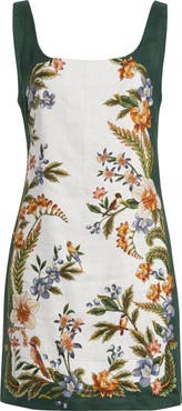 FARM Rio Nature Sand Print Linen Minidress