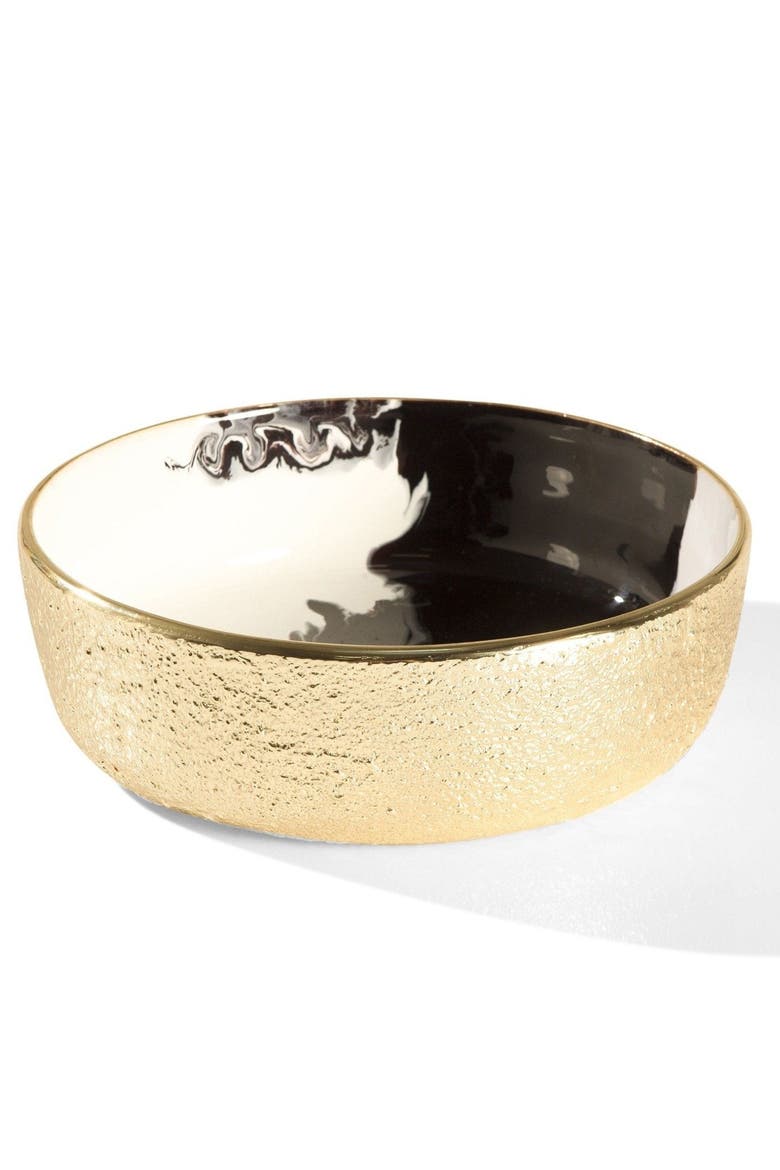 Bianco Nero Round Bowl, Main, color, White