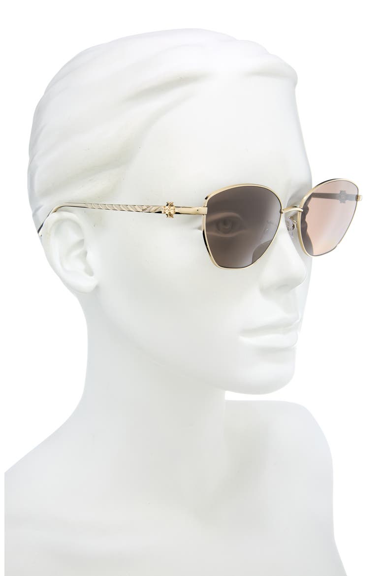 57mm Cat Eye Sunglasses, Alternate, color, SHINY LIGHT GOLD / SOLID BROWN
