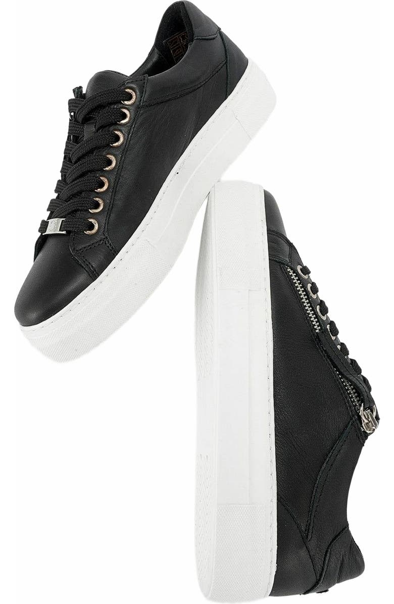 Forever & Always Shoes Beryl Leather Zip Sneaker, Alternate, color, Black Leather