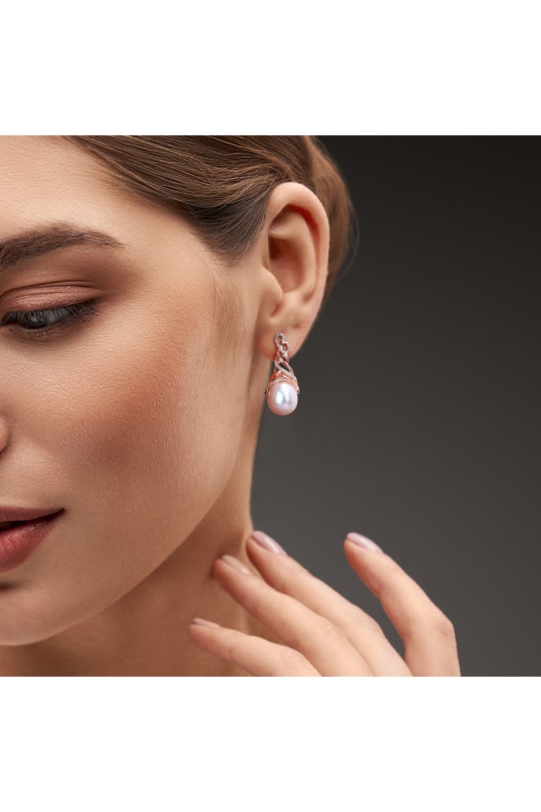 Pearl & Diamond Criss Cross Earrings, Alternate, color, South Sea Pearl