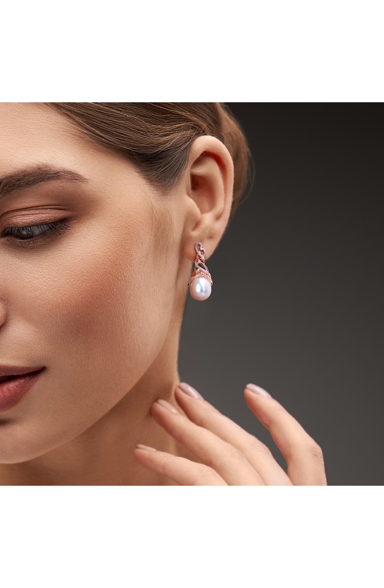 Julianna B. Pearl & Diamond Criss Cross Earrings, Alternate, color, South Sea Pearl