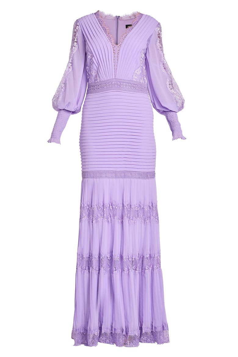 Pintuck Detail Long Sleeve Gown, Alternate, color, PURPLE HAZE