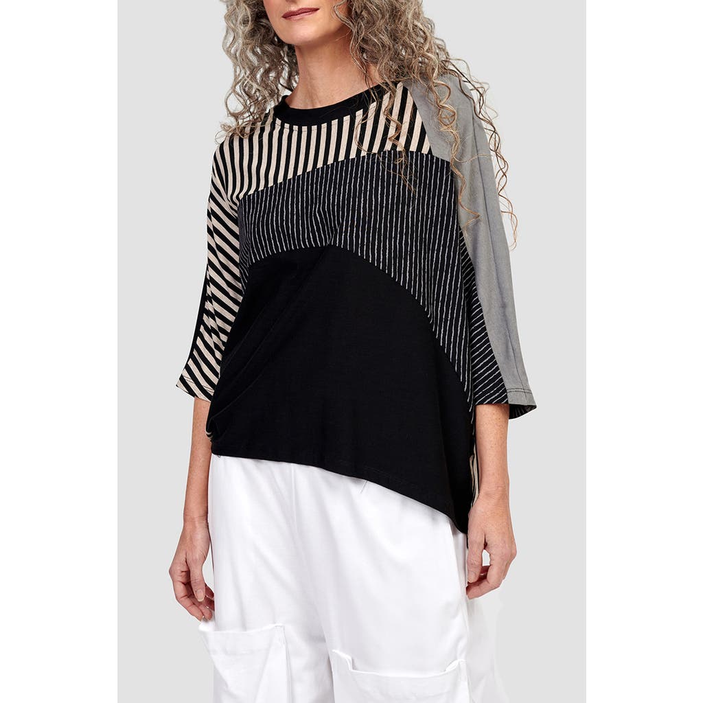 ALEMBIKA ALEMBIKA JERSEY STRIPES PATCHWORK CREW NECK TEE