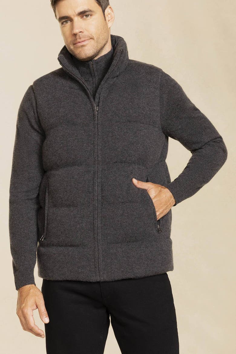 Cody Cashmere Puffer Vest, Alternate, color, Charcoal