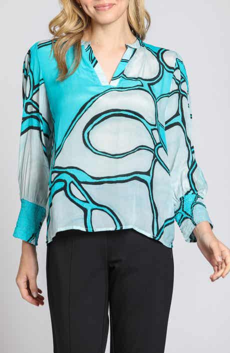 Print Smocked Cuff Top