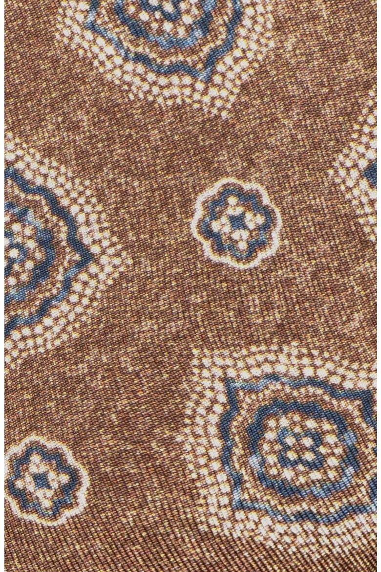 Carney Medallion Silk Tie, Alternate, color, CARAMEL