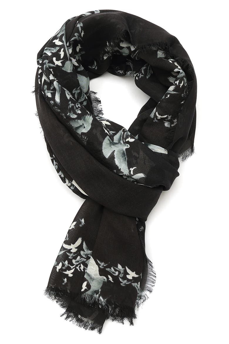 Flight Back Large Square Scarf, Alternate, color, BLACK