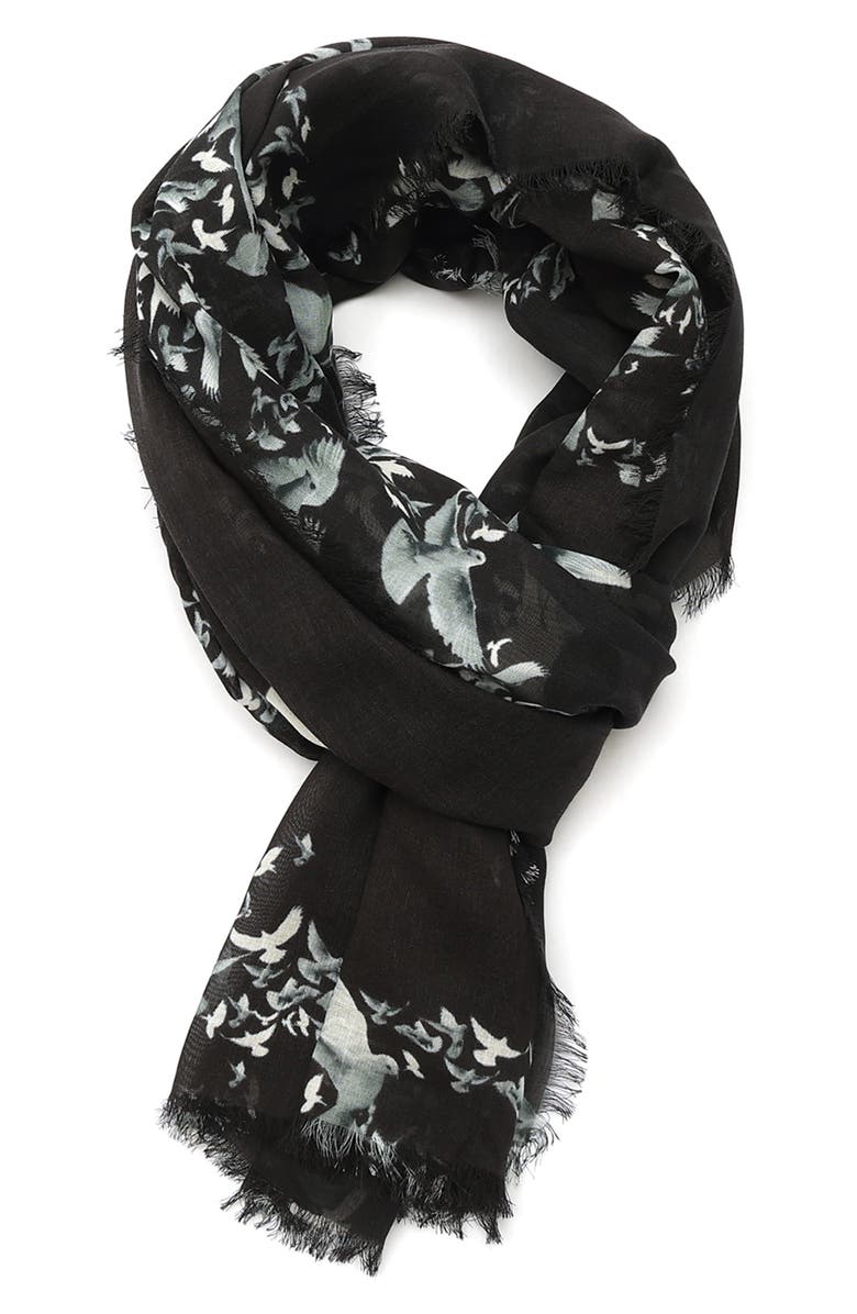 AllSaints Flight Back Large Square Scarf, Alternate, color, Black