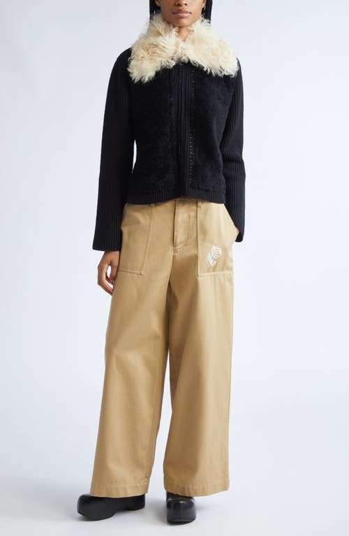 Marni Knitted Jacket With Faux Fur Collar In Black