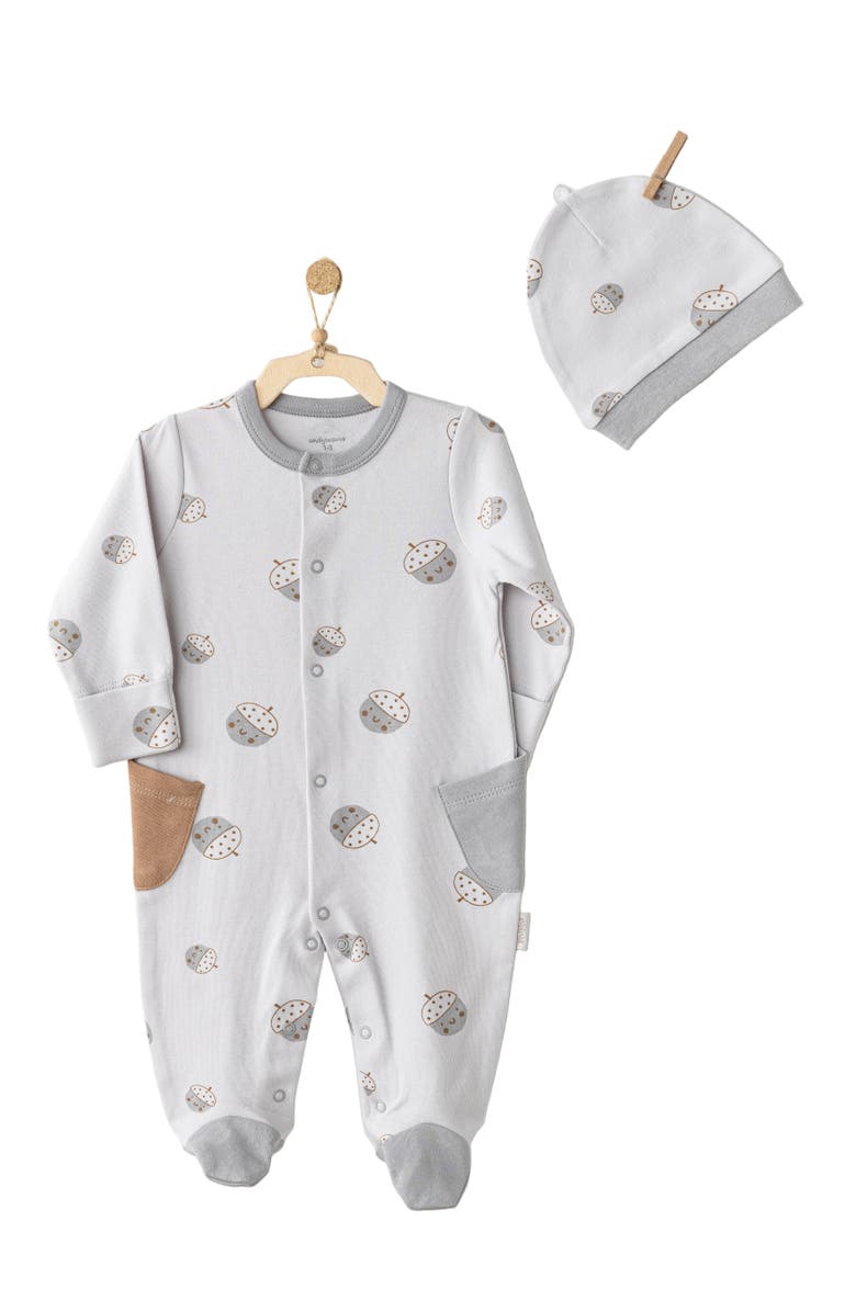 Andy Wawa Cozy Crumbs Romper Set, Alternate, color, Grey