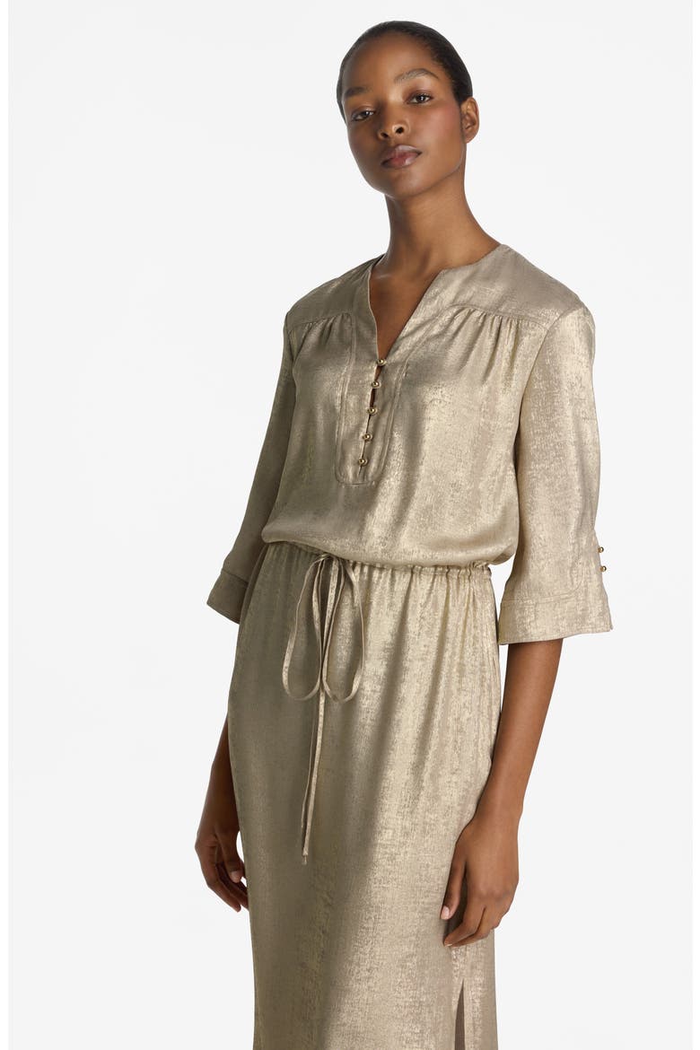 Metallic Tie Waist Gown, Alternate, color, CHAMPAGNE