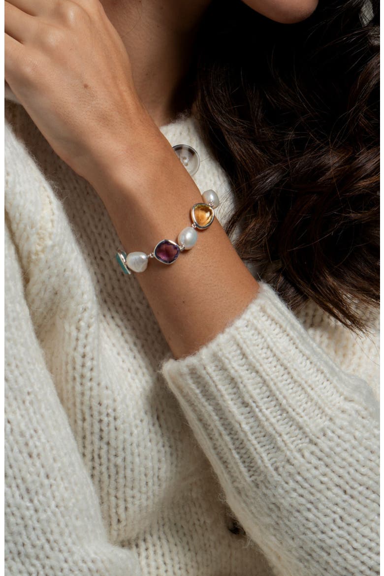 'Candy' Gemstone & Pearl Pebble Bracelet, Alternate, color, Sterling Silver