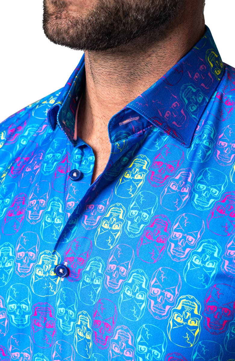 Maceoo Galileo Skull Regular Fit Short Sleeve Button-Up Shirt, Alternate, color, 