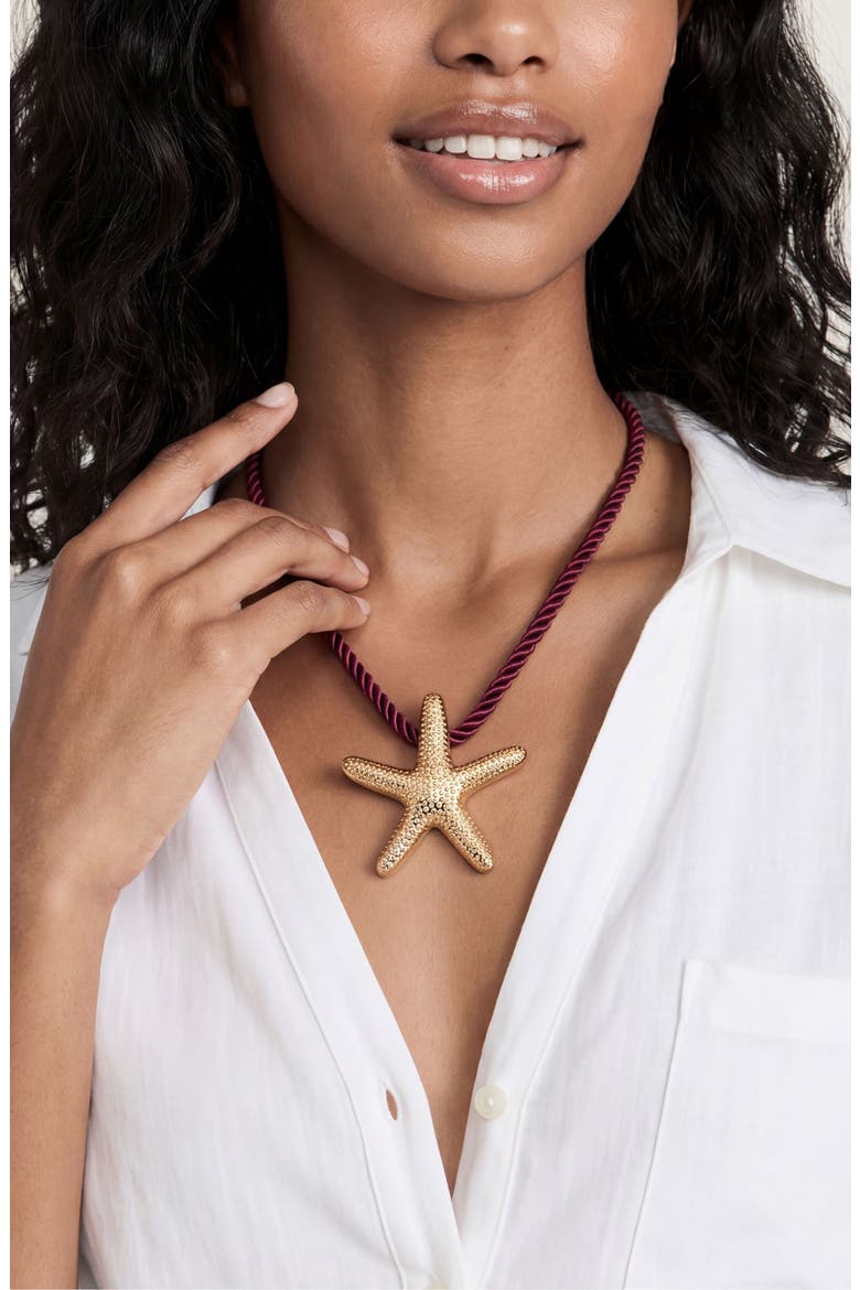 Starfish Pendant Necklace, Alternate, color, BURGUNDY