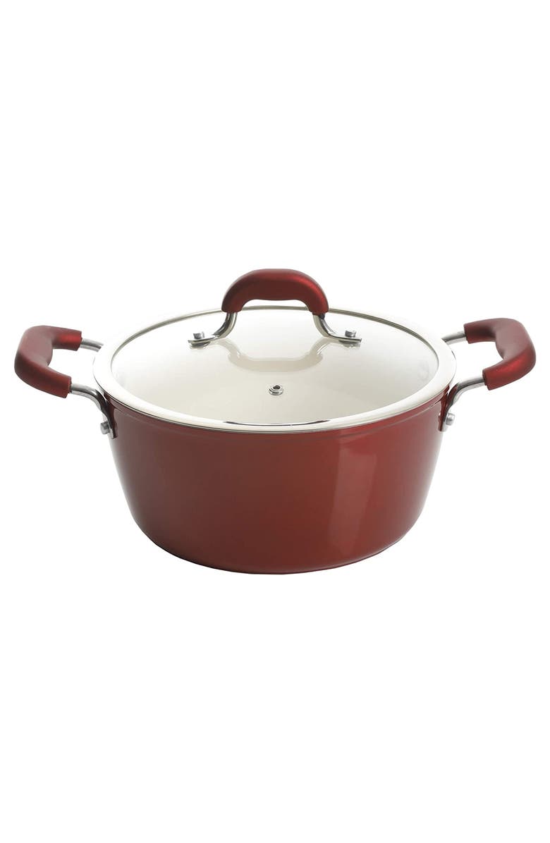 Kenmore Arlington 12 Piece Aluminum Ceramic Coated Nonstick Cookware Set, Alternate, color, Red