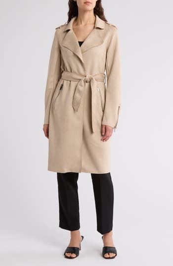 T TAHARI T TAHARI FAUX SUEDE TRENCH COAT