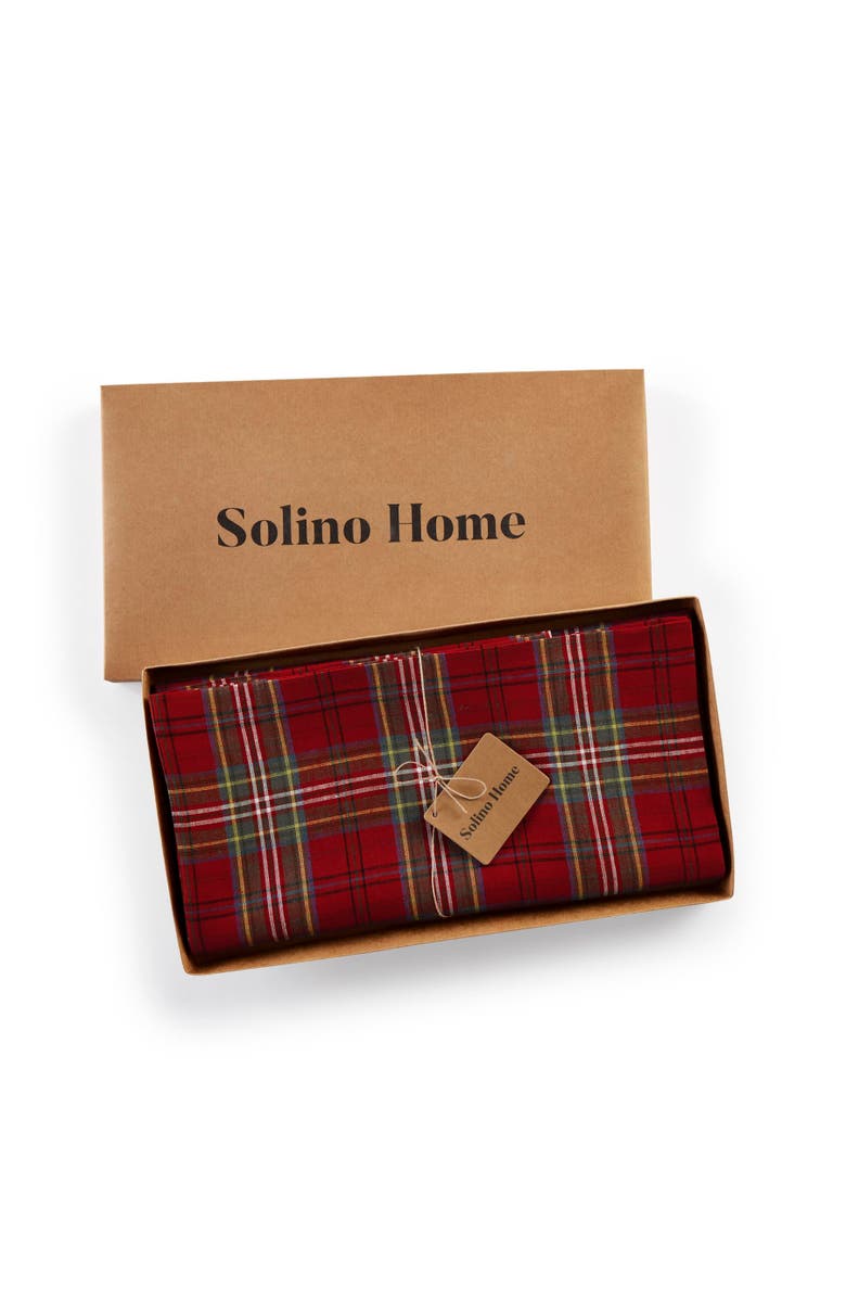 Solino Home Linen Table Throw - Classic Tartan Plaid, 52" x 52" Inch, Alternate, color, Red