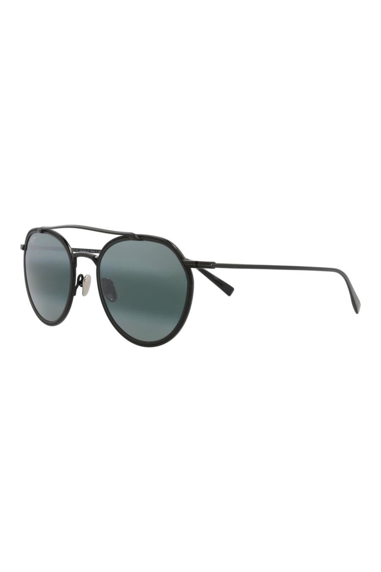 Bowline 53mm Polarized Round Sunglasses, Alternate, color, BLACK BLACK GREY
