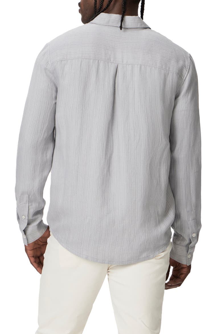 Peters Stripe Linen Blend Button-Up Shirt, Alternate, color, MOONLIT GREY