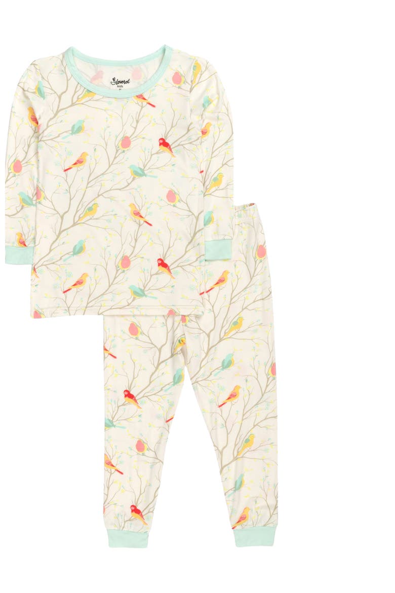 2-pc. Soft Stretch Viscose Cool Touch Matching Family Holiday Pajamas, Alternate, color, Birds Off-White