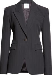 ST. JOHN Pinstripe One-Button Blazer