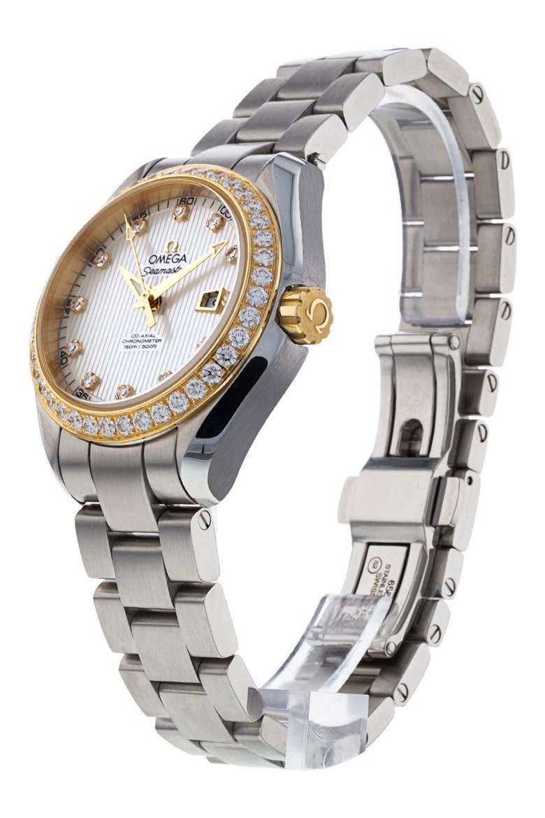 Omega Preowned Seamaster Aqua Terra 150M Ladies Bracelet Watch, 34mm, Alternate, color, WHITE
