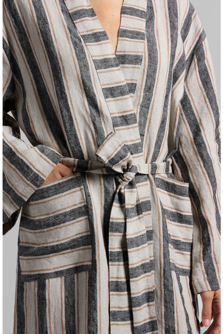 Stripe Linen Robe, Alternate, color, NATURAL WITH SOFT BLACK