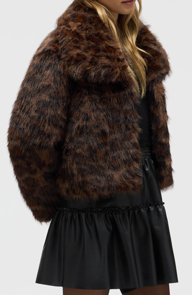 NVLT Long Faux Fur Cropped Jacket, Alternate, color, Leopard