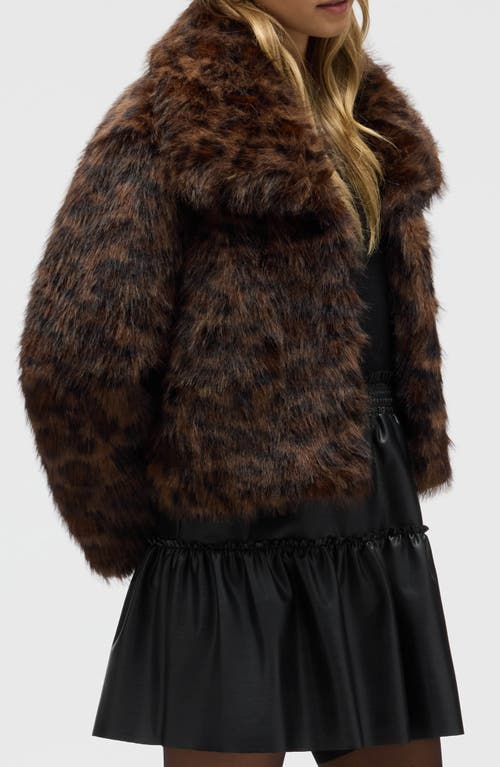 Nvlt Fox Faux Fur Crop Jacket In Brown