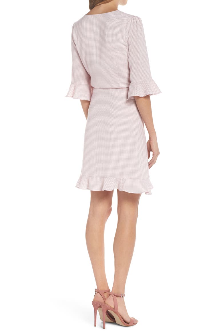 Gingham Wrap Dress, Alternate, color, BLUSH