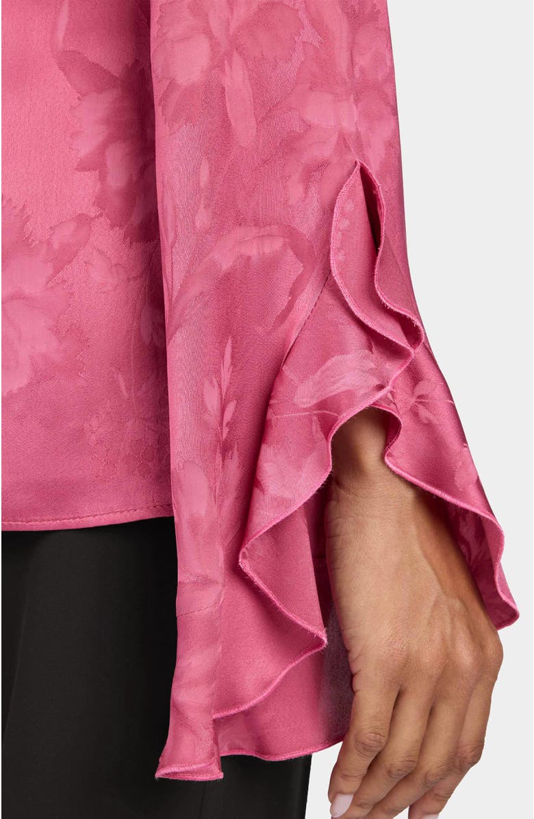 Santorelli Sienna Long Sleeve Blouse with Neck Tie in Floral Jacquard, Alternate, color, Crushed Berry