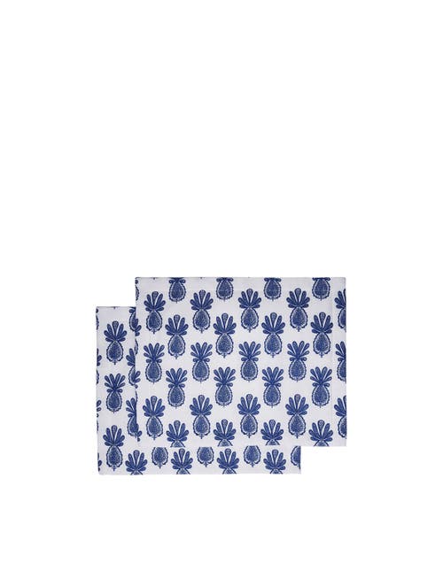La Doublej Placemats Set Of 2 (35x45) Pineapple Blue In Pineapple Blue