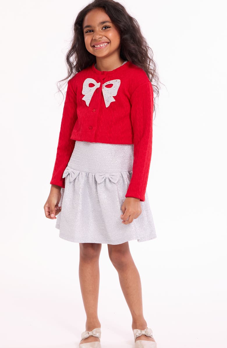 Iris & Ivy Kids' Bow Cardigan & Dress Set, Alternate, color, Red