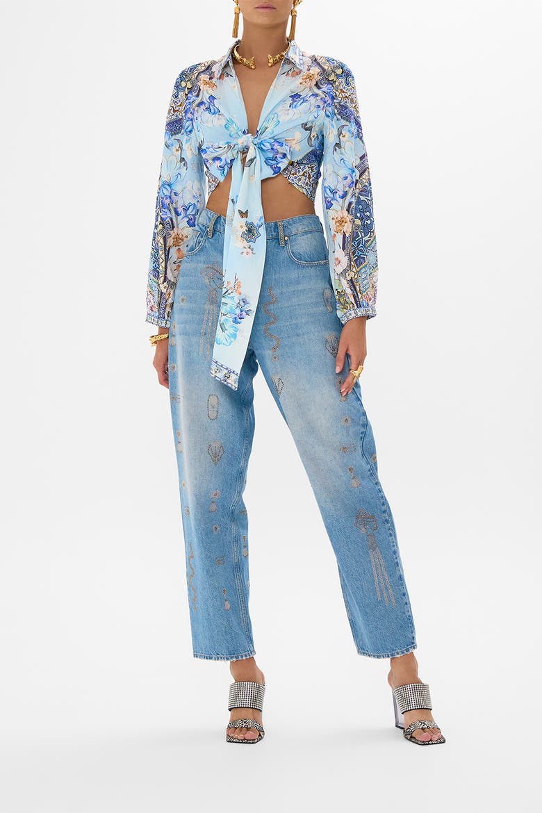 CROPPED WRAP SHIRT AL MANIAL PALACE MEMOIRS, Main, color, AL MANIAL PALACE MEMOIRS