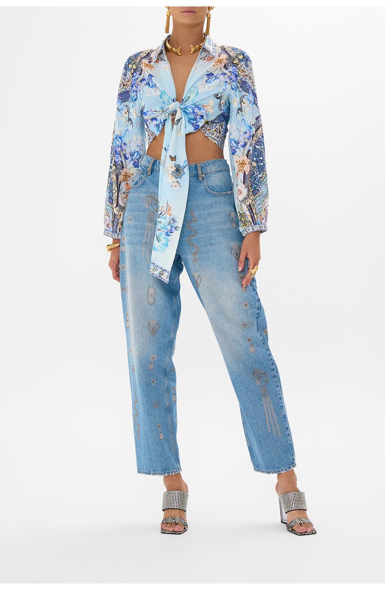 Camilla CROPPED WRAP SHIRT AL MANIAL PALACE MEMOIRS, Main, color, 