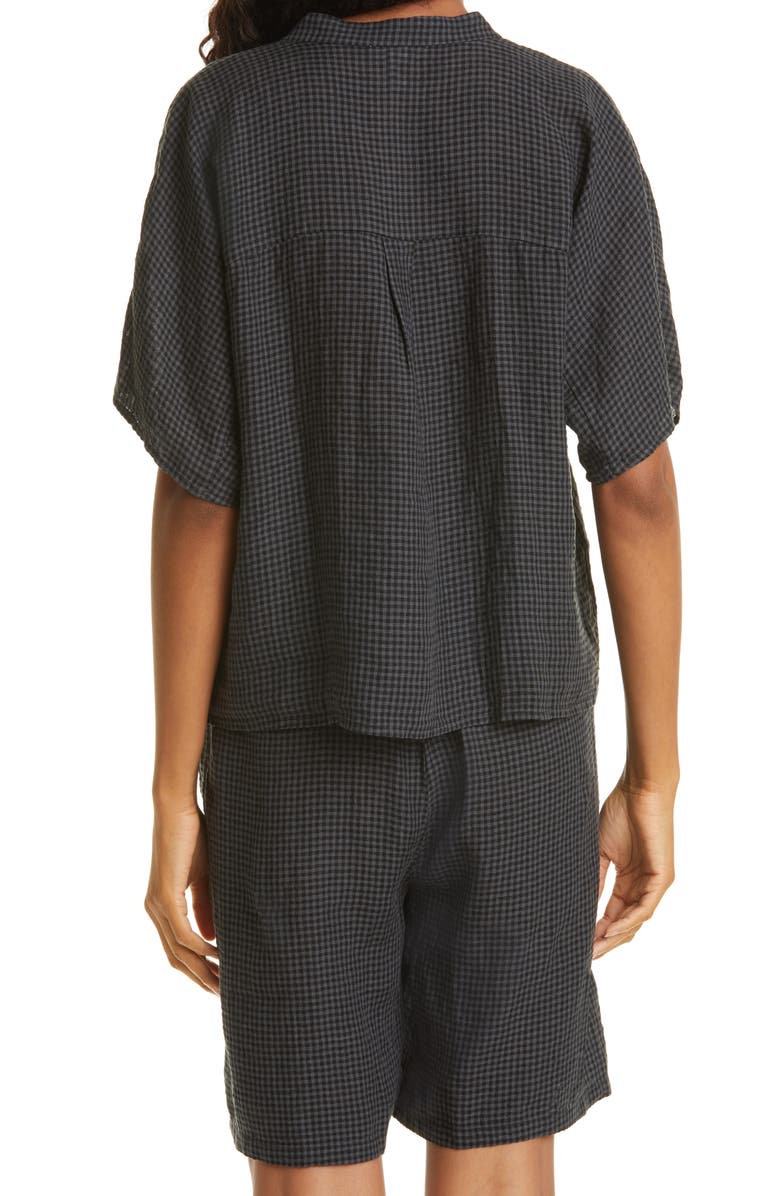 Eileen Fisher Mandarin Collar Organic Linen Shirt, Alternate, color, 