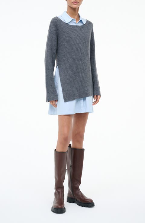 Dane Layered Long Sleeve Mixed Media Dress