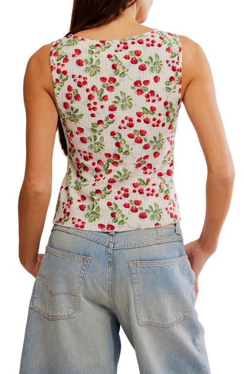 Free People Tilly Button Front Slim Fit Cropped Vest In Antique Ivory Combo