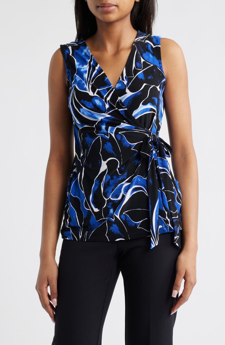 Anne Klein Sleeveless Print Wrap Top, Main, color,