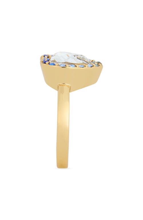 Kurt Geiger London Crystal Heart Halo Cocktail Ring In Multi
