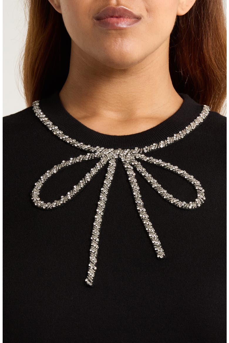 Embellished Crewneck Sweater, Alternate, color, ANNE BLACK