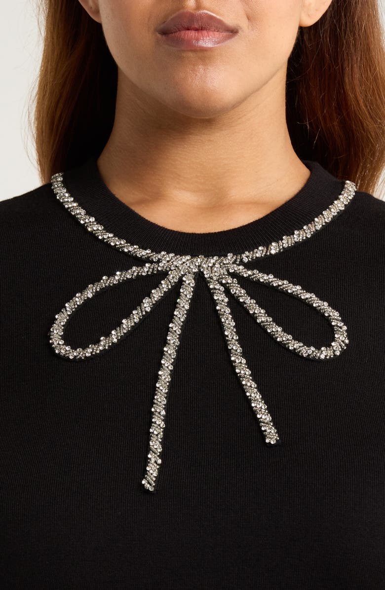 Anne Klein Embellished Crewneck Sweater, Alternate, color, Anne Black