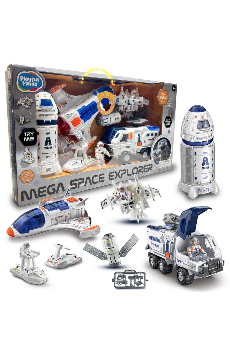 Playful Minds Mega Space Explorer 15 Piece Spaceship Toy Playset, Main, color, 