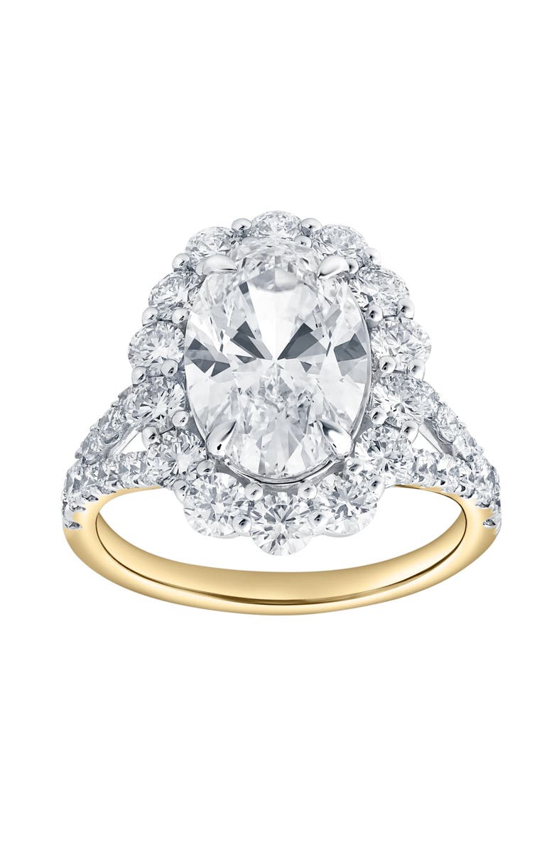 LuvMyJewelry Sabina 14K Yellow Gold Oval Lab Grown Diamond Halo Engagement Ring - 4.7 Ct, Main, color, 14K Yellow Gold